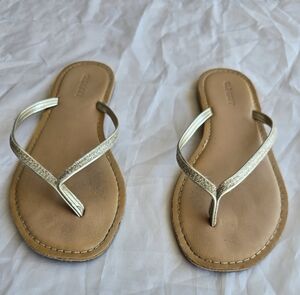 Old Navy Metallic Gold and Tan Sandals